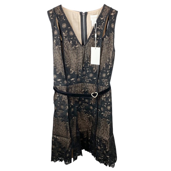 NWT Foxiedox Asha Black Nude Lace Cocktail Dress Large - Picture 2 of 14